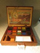 A Victorian/Edwardian watercolour case with contents.