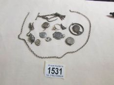 A mixed lot of silver jewellery including chain, lockets etc.