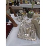 A mixed lot of silver plate including teapot, tray, cutlery etc.