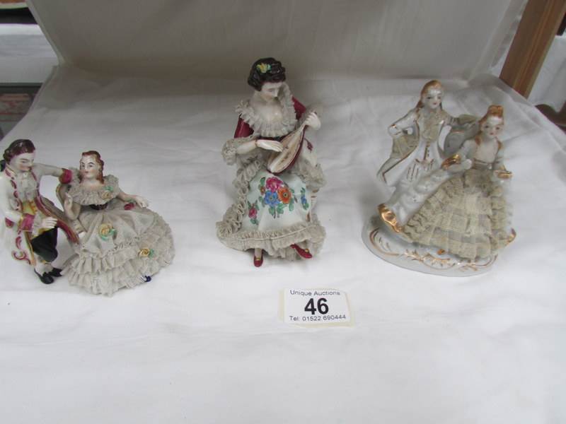 3 19th century German porcelain figure groups.