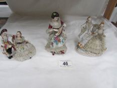 3 19th century German porcelain figure groups.