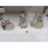 3 19th century German porcelain figure groups.