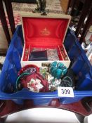 A large quantity of costume jewellery including some silver.