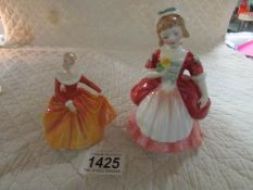 2 small Royal Doulton figurines, Fragrance and Valerie.