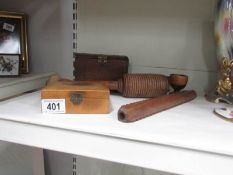 A mixed lot of wooden items including boxes.