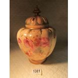 A Royal Worcester lidded vase (vase in good condition but lid a/f).