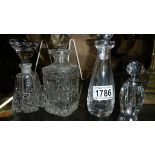 3 glass scent bottles.