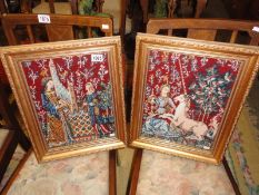 2 framed and glazed mythical scene tapestries.