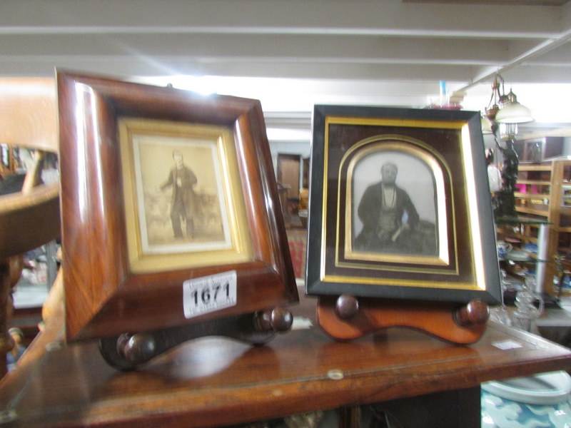 2 Victorian framed portraits of gentlemen.