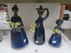 3 studio pottery figures.