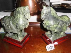 2 jade tang horses.