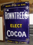 An enamel sign 'Rowntree's Elect Cocoa'.