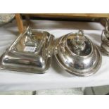 2 silver plate tureens with covers.