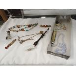 A mixed lot including jewellery, pipe etc.