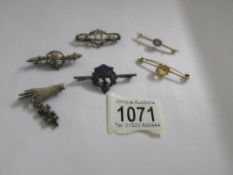 4 silver and 2 gold bar brooches including Royal Navy.