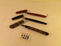 3 vintage fountain pens,.