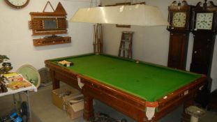 A late 19th century billiard table and accessories originally belonging to Baron Saville of Rufford.