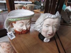 2 Staffordshire fine bone china character jugs being Henry VIII and a clergyman.