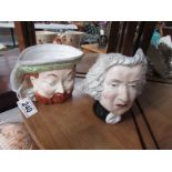 2 Staffordshire fine bone china character jugs being Henry VIII and a clergyman.