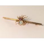 A 9ct gold ladies dress pin/brooch with spider decoration, marked '9ct, L & Co.