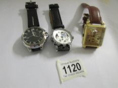 3 gentleman's automatic wrist watches, all in working order.