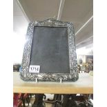 A silver photo frame.