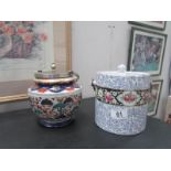 An Ironstone biscuit barrel and a Staffordshire biscuit barrel.