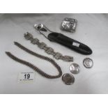 A mixed lot of silver jewellery, spectacles case etc.