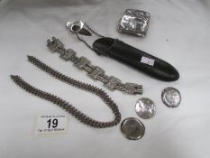 A mixed lot of silver jewellery, spectacles case etc.