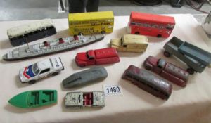 A mixed lot of play worn die cast Dinky toys including MG Record car etc.