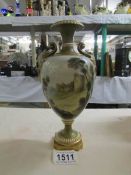 A Royal Worcester hand painted vase depicting Caerphilly Castle by George Johnson