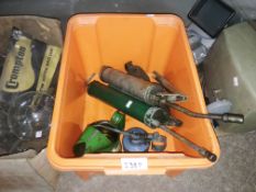 A quantity of grease pumps and oil cans.