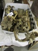 An interesting lot of brass lamp parts.