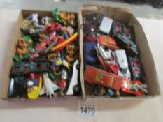 2 trays of Corgi Juniors TV related toys including Batman, Popeye etc, in excess of 30 cars.