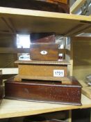 4 old wooden boxes.