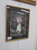 A framed and glazed study of an oriental dancer.