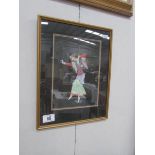 A framed and glazed study of an oriental dancer.