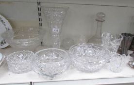 A mixed lot of glass including cut glass bowls, vases etc.