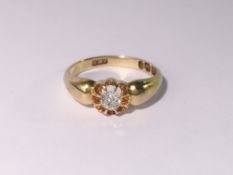 A Victorian 18ct gold old cut diamond single stone ring, Hall marked Birmingham 1898,