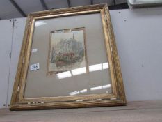 An early framed and glazed watercolour of Elizabeth the first barge on the Thames.