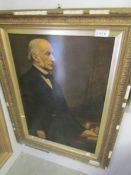 A Victorian portrait of an old gentleman, frame a/f, image 70 x 47 cm.