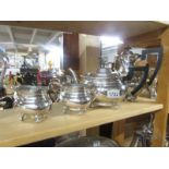 A 4 piece silver plate tea set.