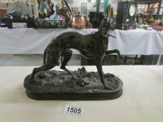 A good quality Victorian spelter figure of a greyhound.