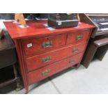 A 2 over 2 mahogany chest of drawers.