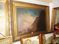 A large Victorian oil on canvas, East Coast Wave' by Weiss, signed.