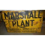 An old 'Marshall's Plant' enamel sign.