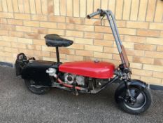 A circa 1950 Brockhouse Corgi motorcycle, 98cc Excelsior Sprite, Engine not seized.