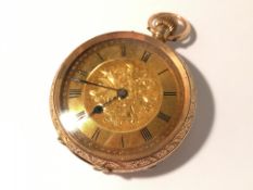 A ladies gold fob watch circa 1910, in working order.