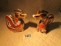 2 Royal Crown Derby dragon paperweights.