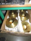 A large box of brass oil lamp fonts.